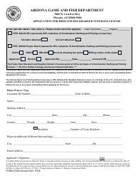 Document preview: Form 2729A Application for Reduced-Fee Disabled Veterans License - Arizona