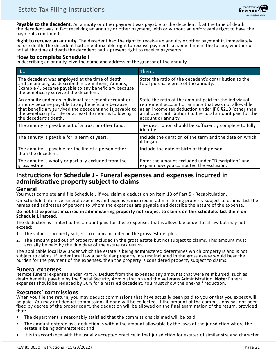 Instructions for Form REV85 0050 Estate and Transfer Tax Return - Washington, Page 23