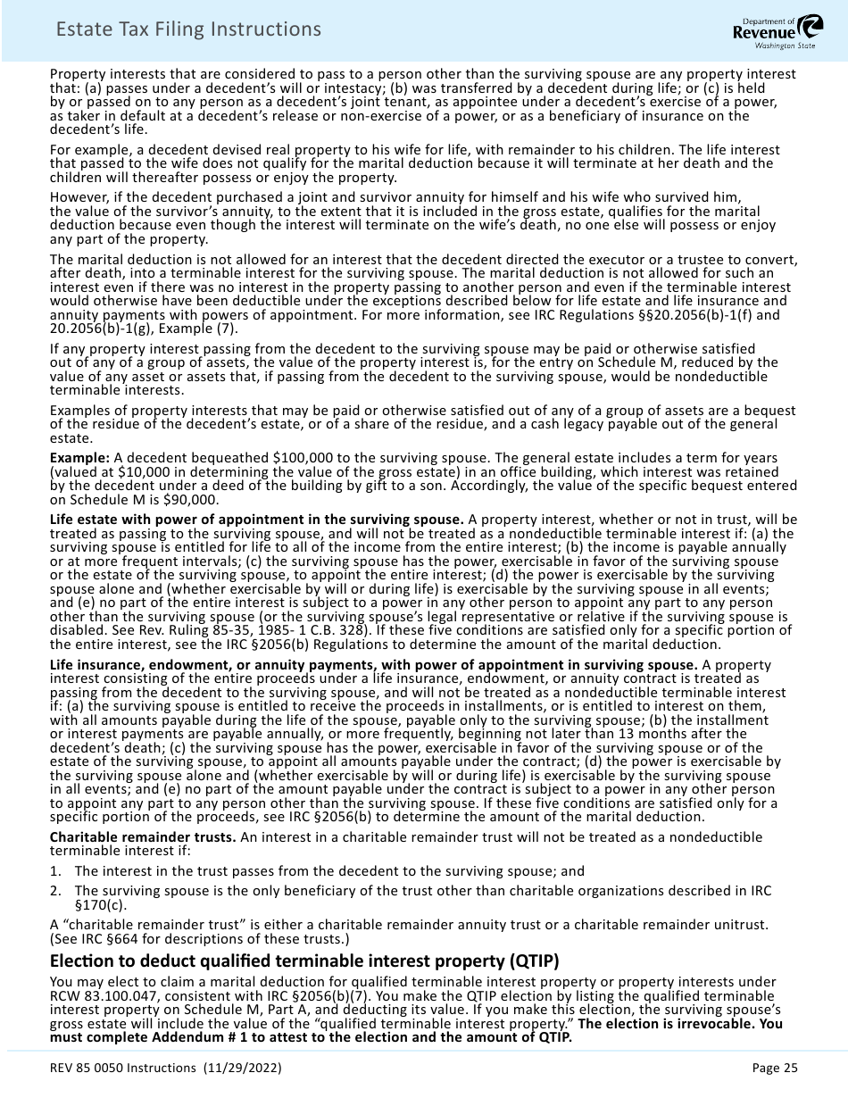 Instructions for Form REV85 0050 Estate and Transfer Tax Return - Washington, Page 27