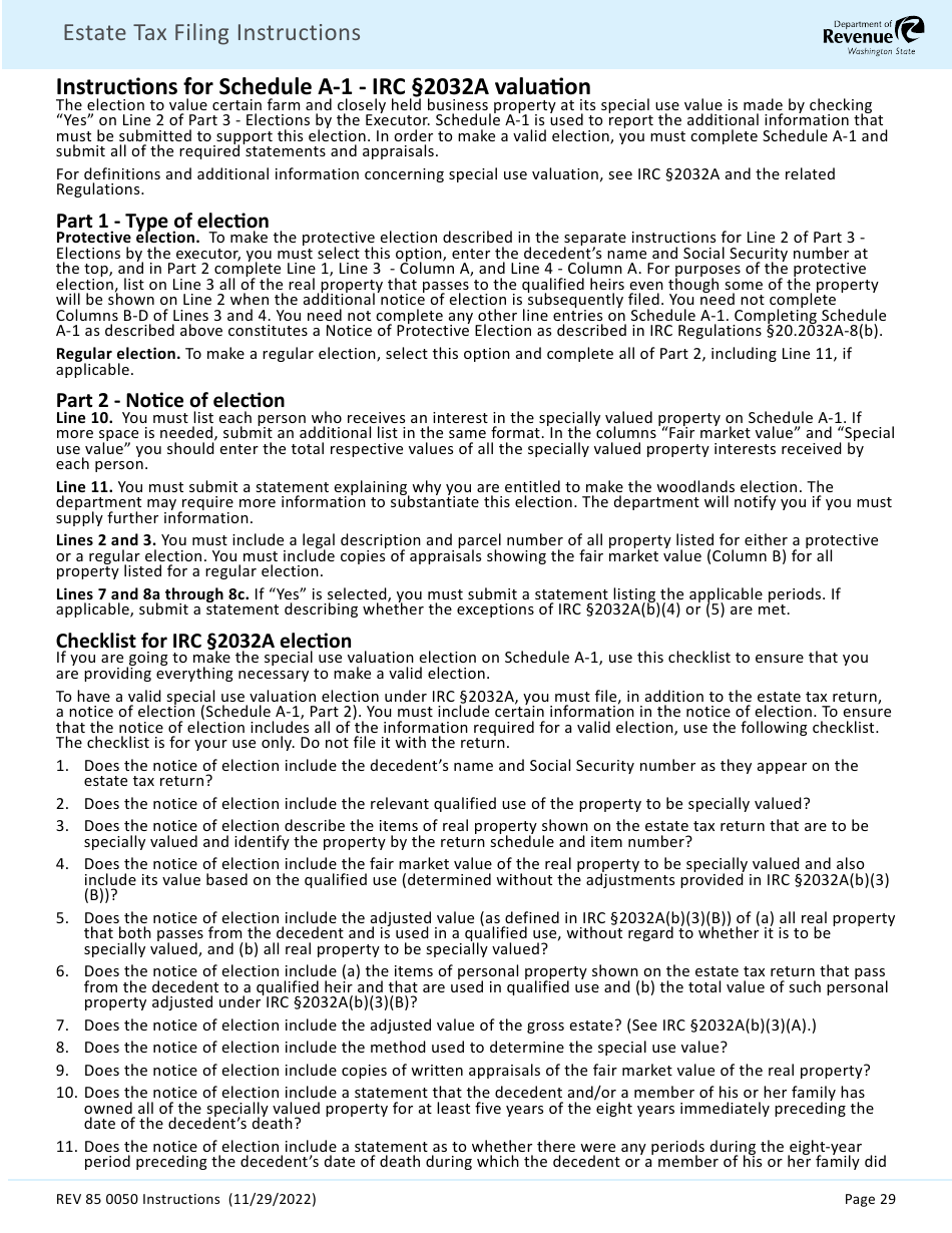 Instructions for Form REV85 0050 Estate and Transfer Tax Return - Washington, Page 31