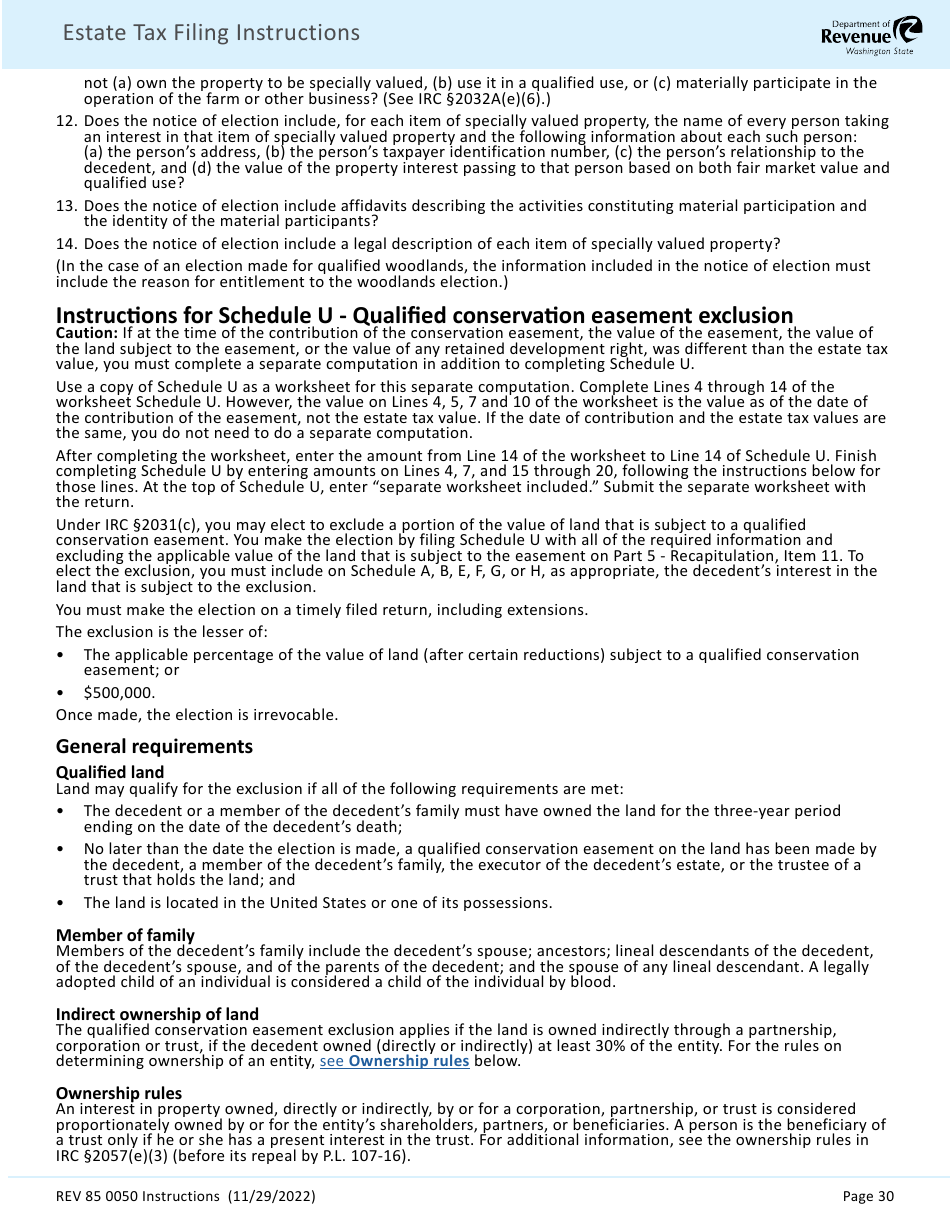 Instructions for Form REV85 0050 Estate and Transfer Tax Return - Washington, Page 32
