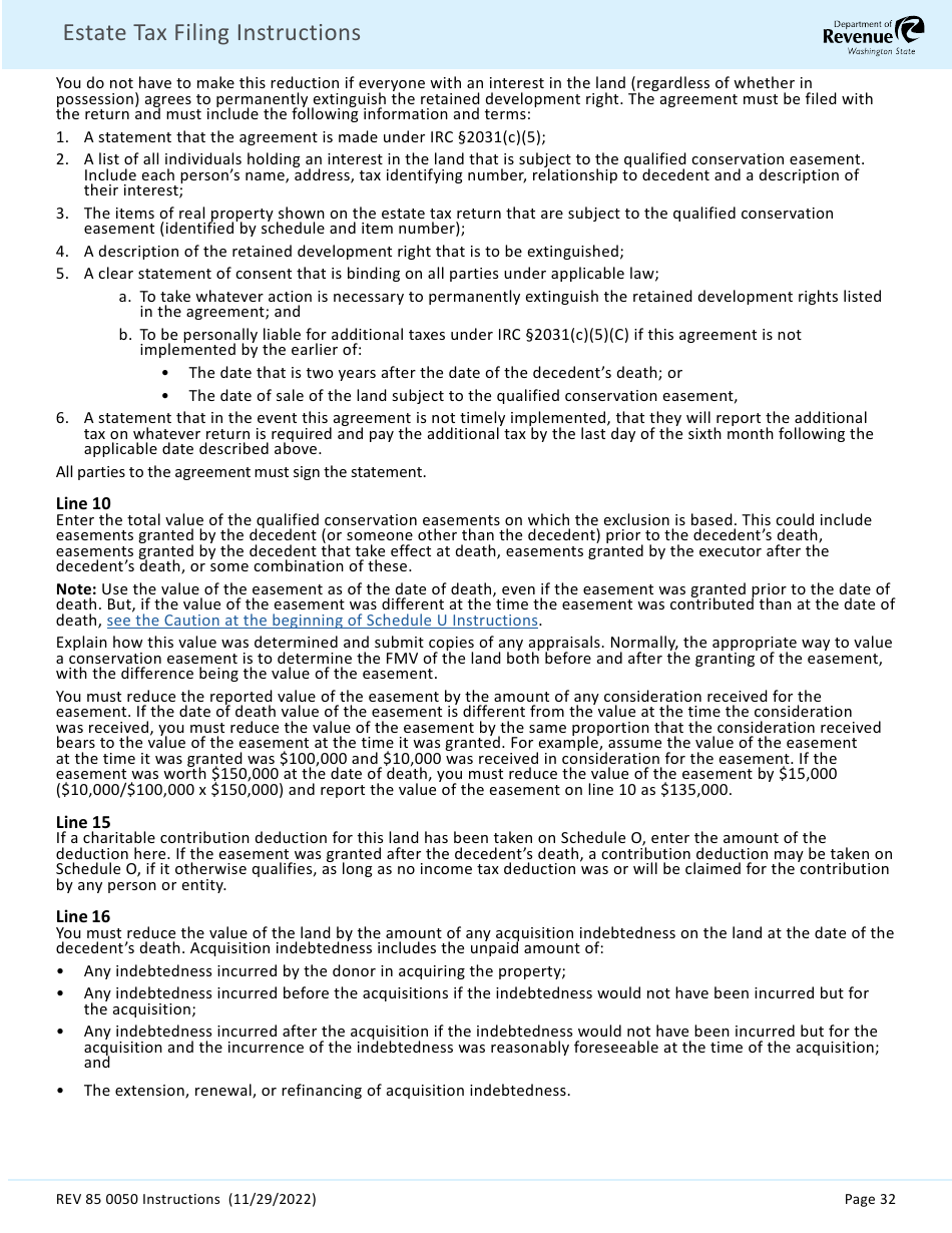 Instructions for Form REV85 0050 Estate and Transfer Tax Return - Washington, Page 34