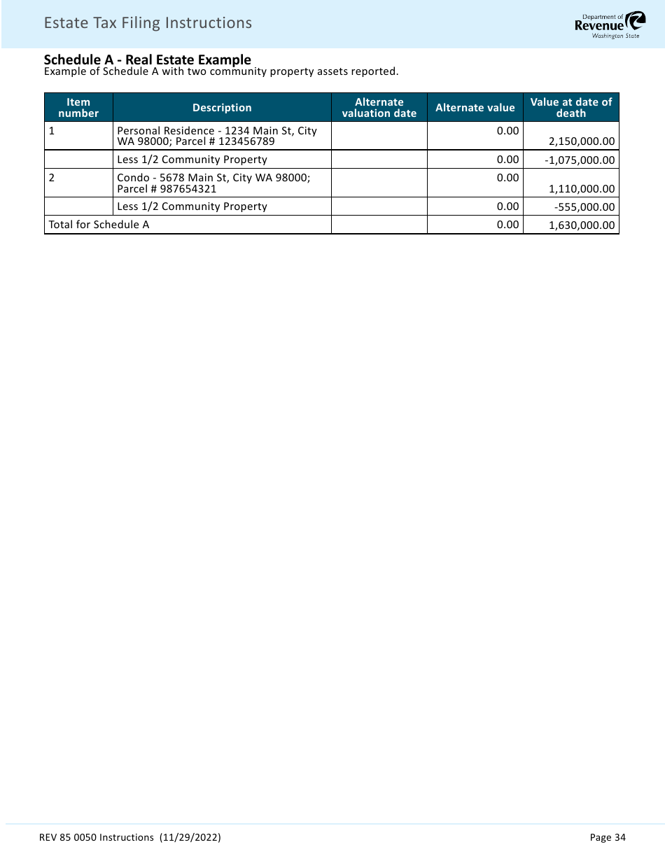 Instructions for Form REV85 0050 Estate and Transfer Tax Return - Washington, Page 36