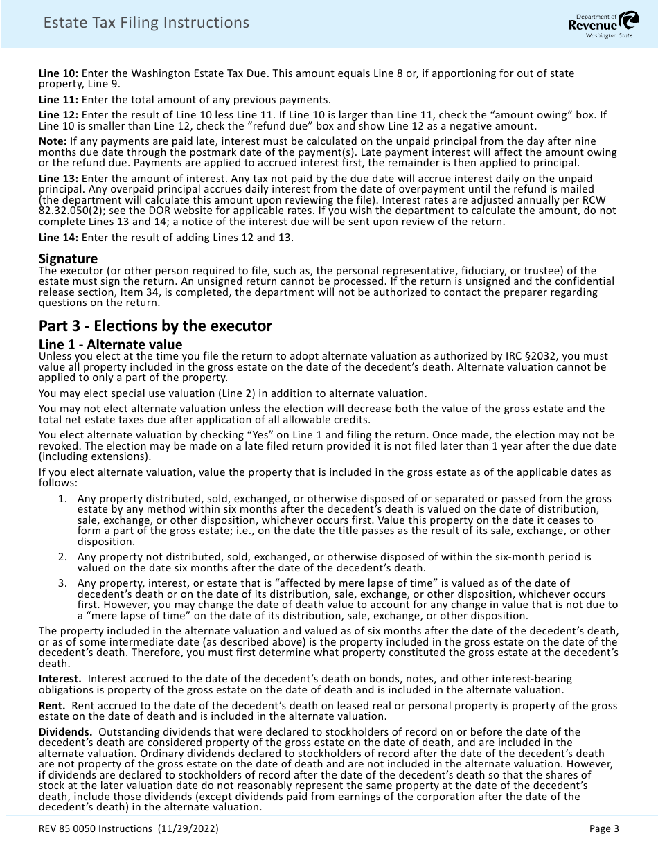 Instructions for Form REV85 0050 Estate and Transfer Tax Return - Washington, Page 5