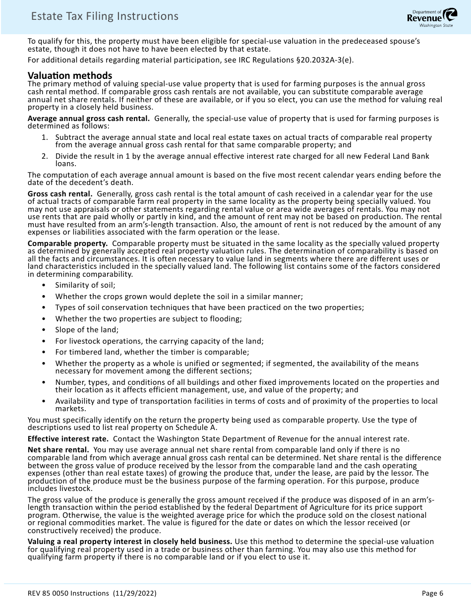 Instructions for Form REV85 0050 Estate and Transfer Tax Return - Washington, Page 8