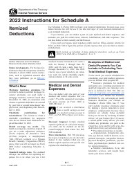 Document preview: Instructions for IRS Form 1040 Schedule A Itemized Deductions