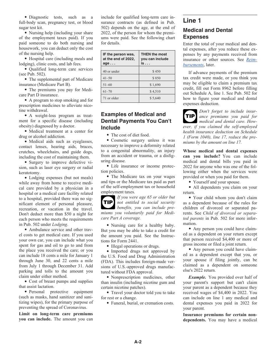 Instructions for IRS Form 1040 Schedule A Itemized Deductions, Page 2