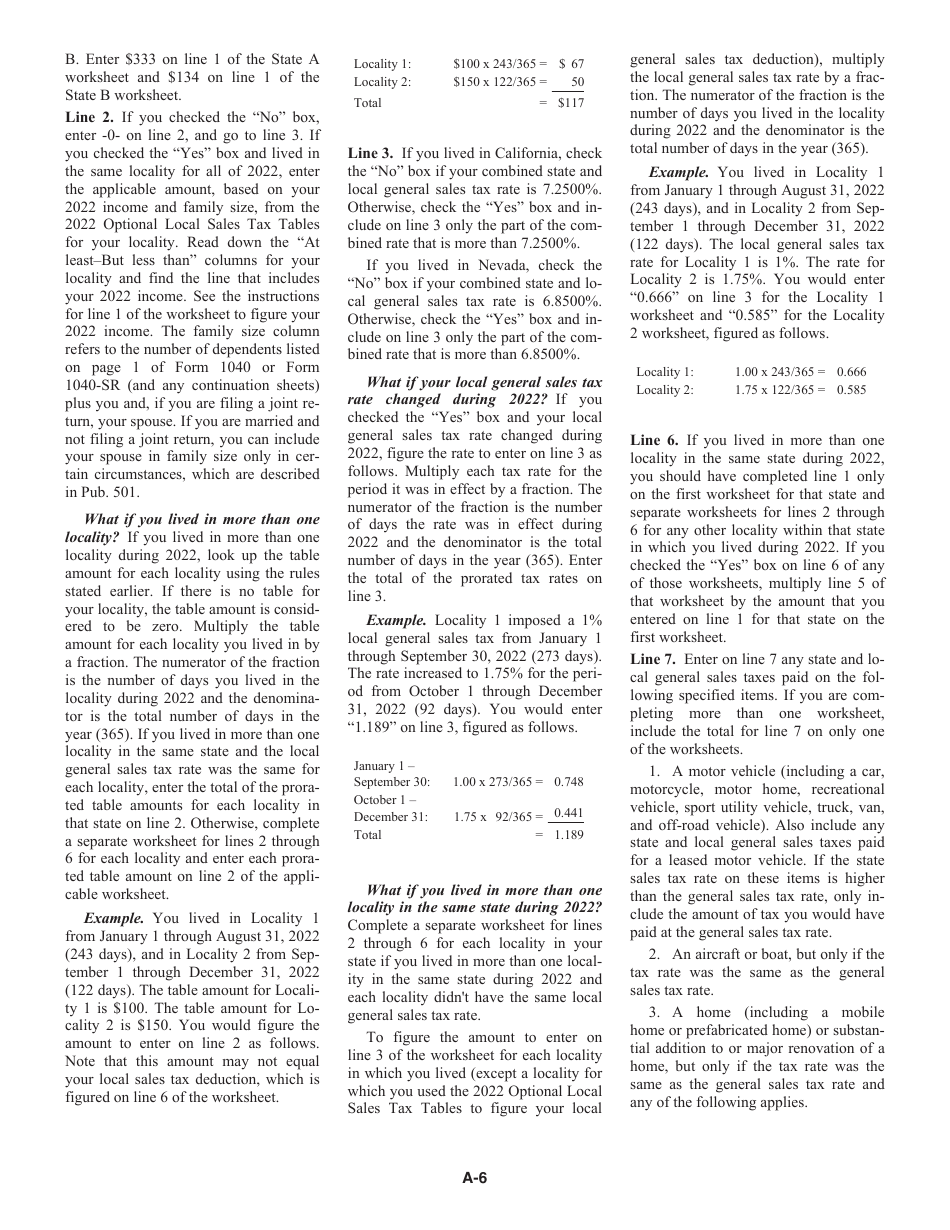 Instructions for IRS Form 1040 Schedule A Itemized Deductions, Page 6