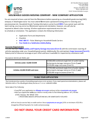 Document preview: Household Goods Moving Company Permit Application - Washington