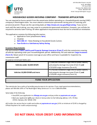Document preview: Household Goods Moving Company Transfer Application - Washington