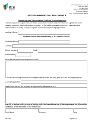 Document preview: Attachment B Temporary Auto Transportation Certificate Support Statement - Washington