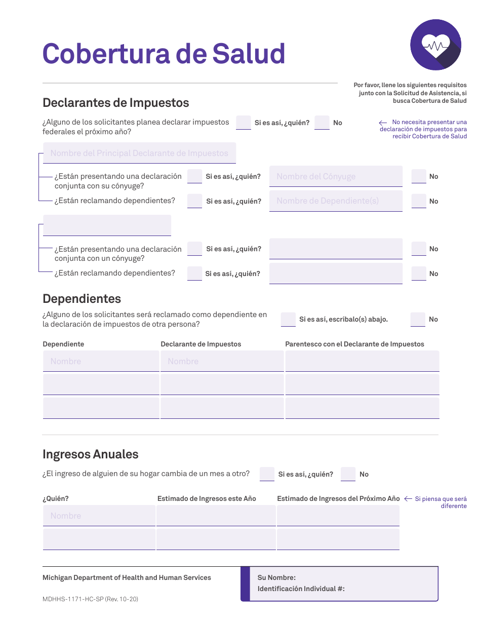 Formulario MDHHS-1171-SP Solicitud De Asistencia - Michigan (Spanish), Page 14