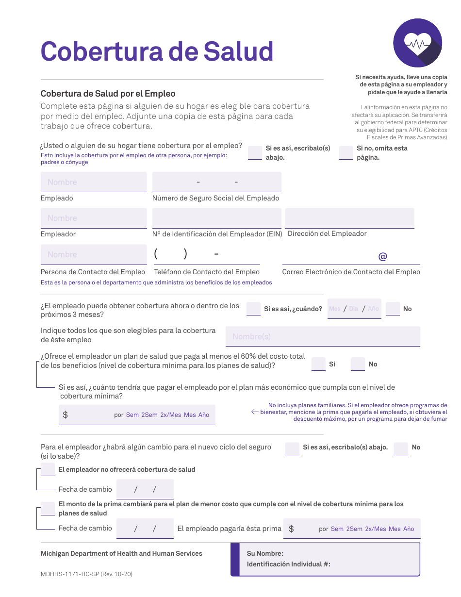 Formulario Mdhhs 1171 Sp Fill Out Sign Online And Download Fillable Pdf Michigan Spanish 3147