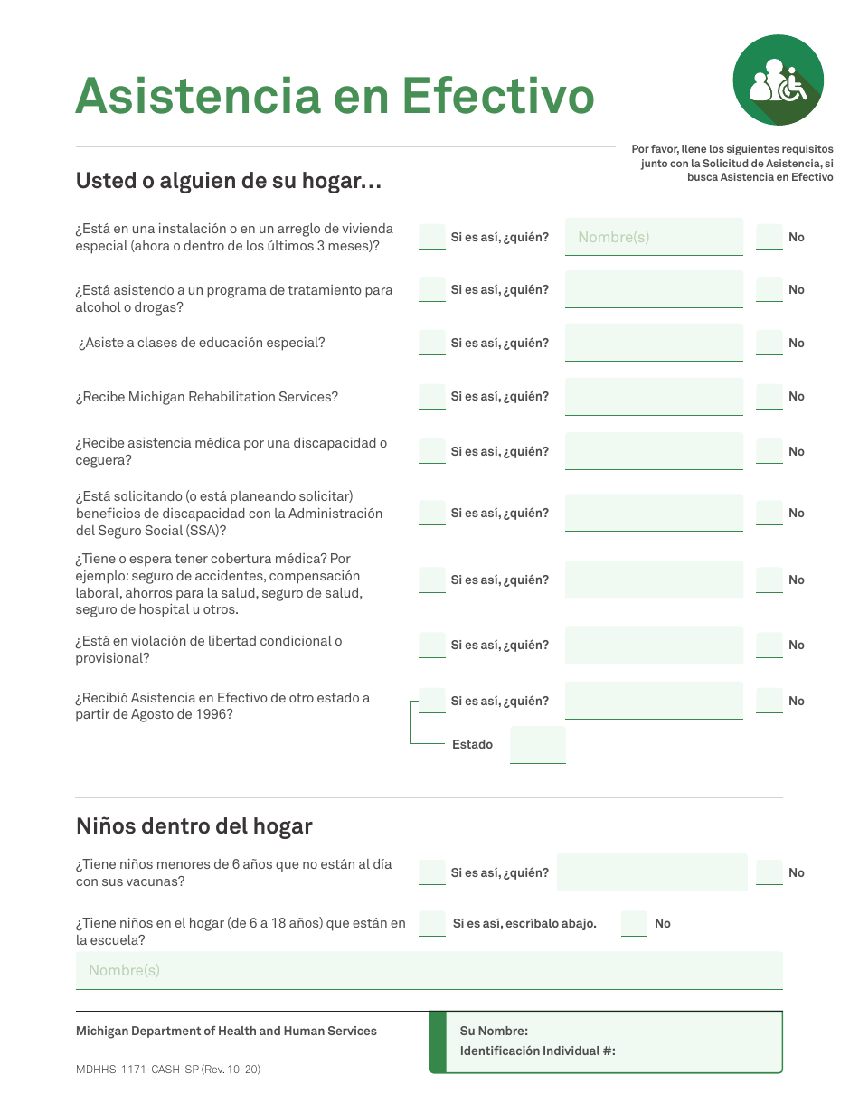 Formulario MDHHS-1171-SP Solicitud De Asistencia - Michigan (Spanish), Page 18