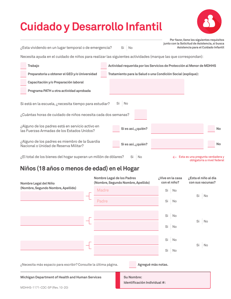 Formulario MDHHS-1171-SP Solicitud De Asistencia - Michigan (Spanish), Page 19