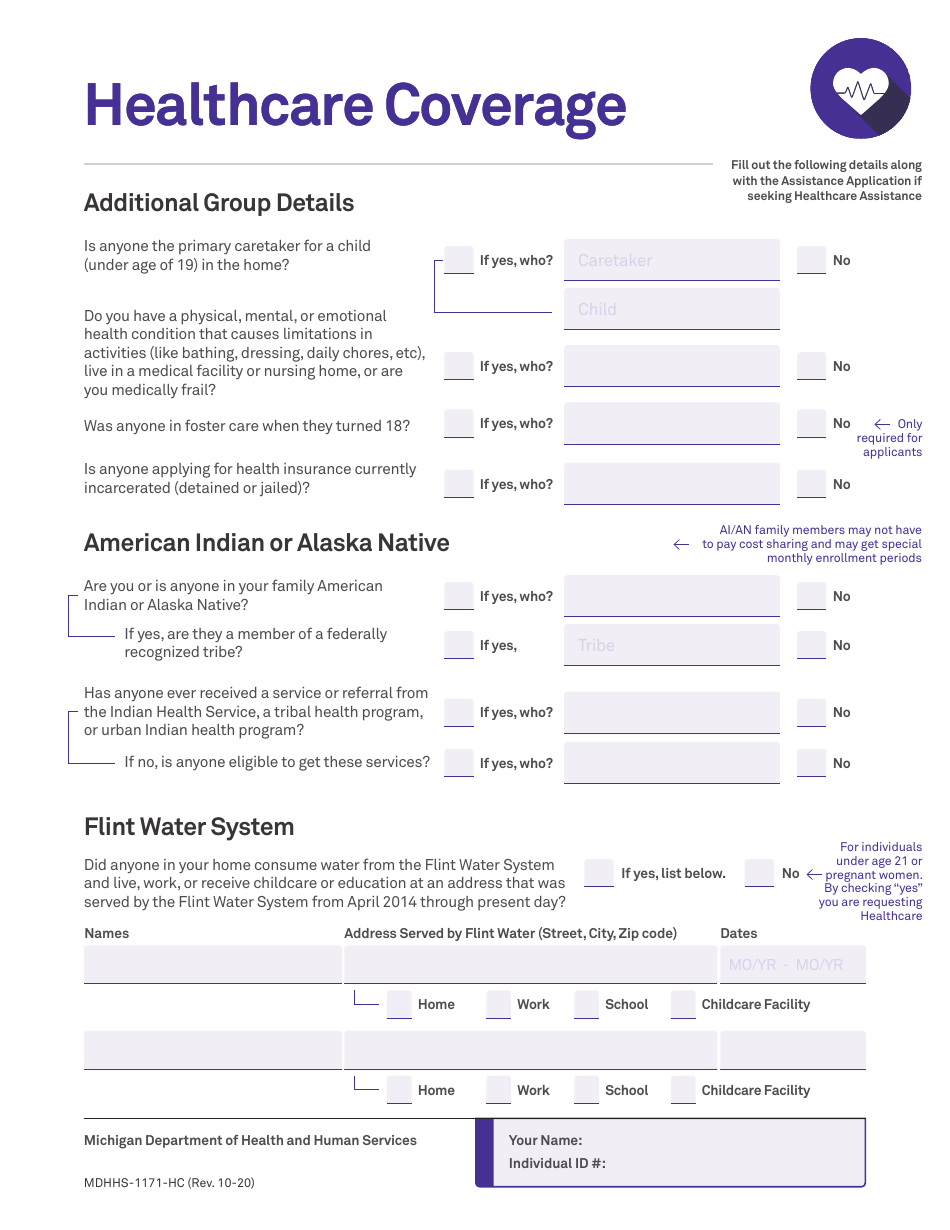 Form MDHHS1171 Download Fillable PDF or Fill Online Assistance