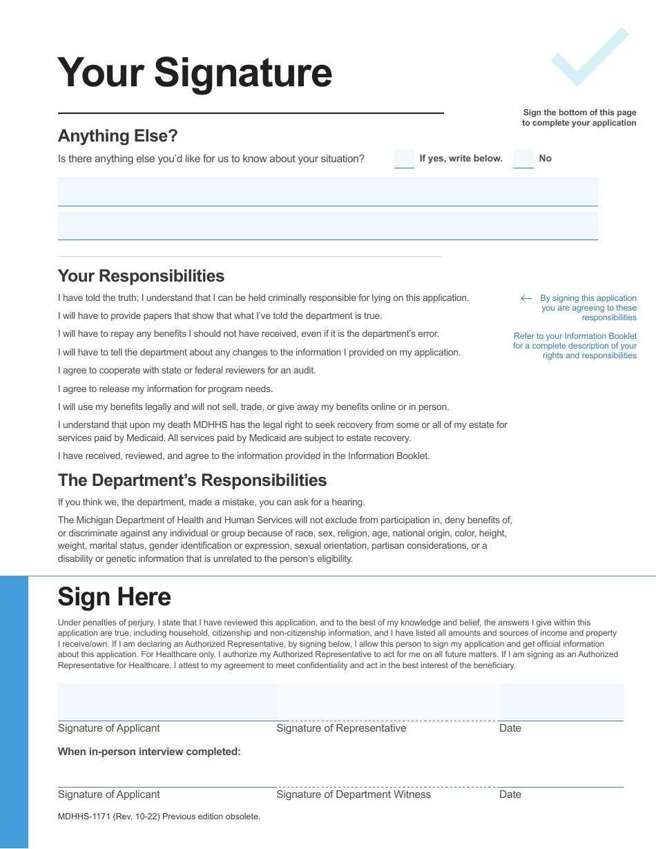 Form MDHHS-1171 Assistance Application - Michigan, Page 9