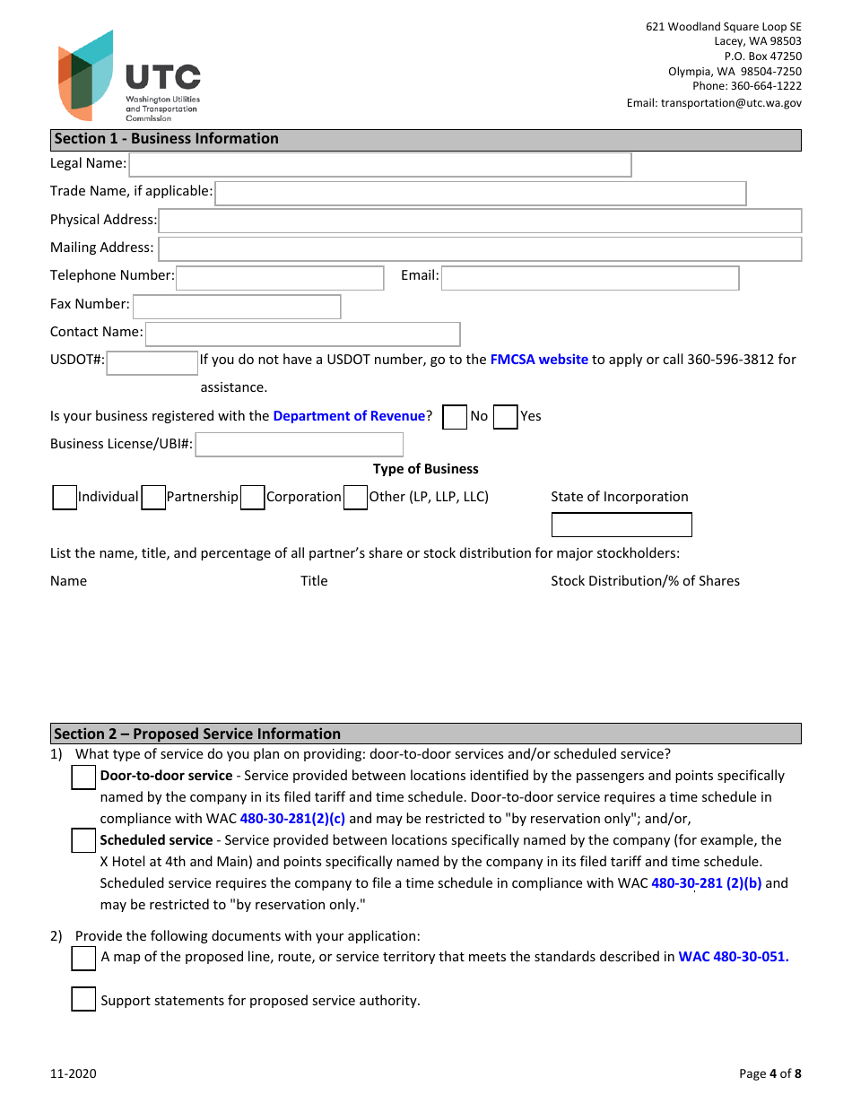 Auto Transportation Authority Application - Washington, Page 4