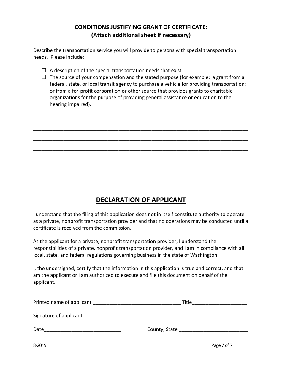 Private Nonprofit Transportation Providers Certificate Application - Washington, Page 7