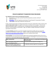 Document preview: Private Nonprofit Transportation Providers Certificate Application - Washington