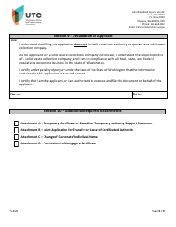 Solid Waste Collection Company Certificate Application - Washington, Page 9