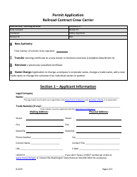 Railroad Contract Crew Carrier Permit Application - Washington, Page 2