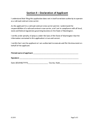 Railroad Contract Crew Carrier Permit Application - Washington, Page 5