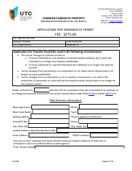 Document preview: Application for Transfer of Permit - Common Carrier of Property - Washington
