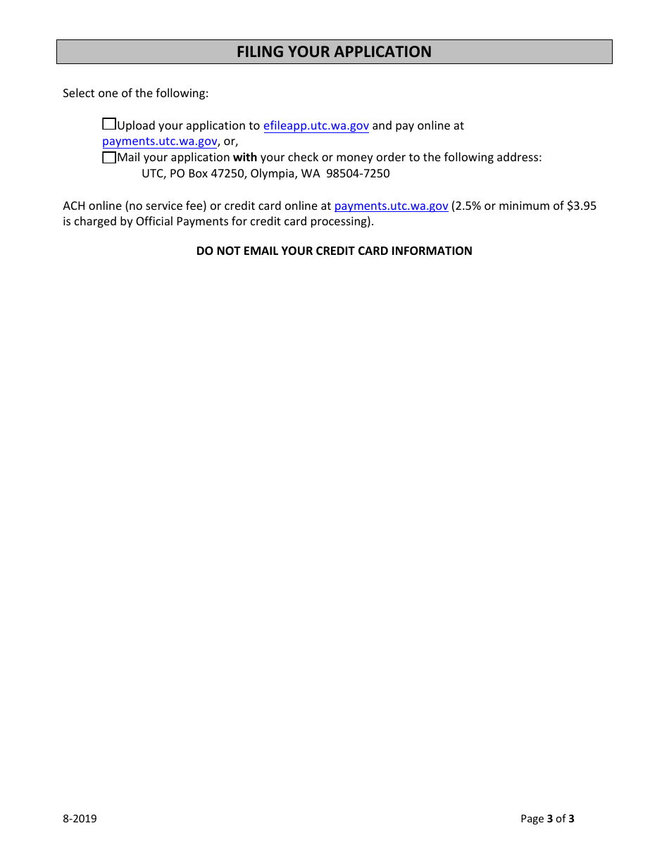 Application for Transfer of Permit - Common Carrier of Property - Washington, Page 3