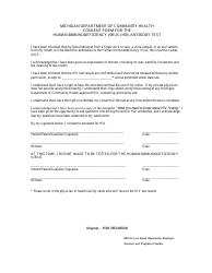 Form DCH-0675CF Consent Form for the Human Immunodeficiency Virus (HIV) Antibody Test - Michigan