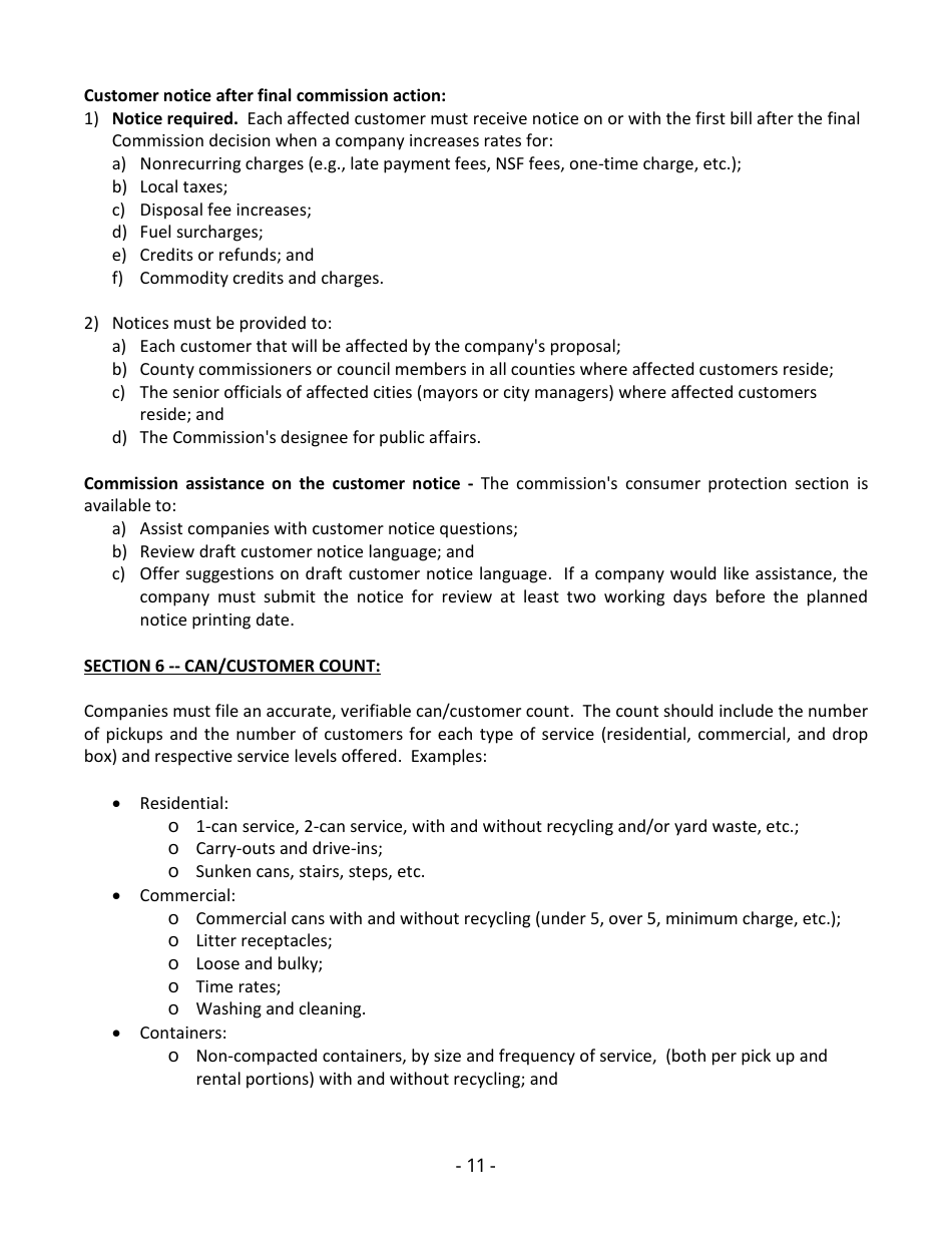 Instructions for Filing a New Solid Waste Tariff or Amend an Existing Tariff - Washington, Page 14