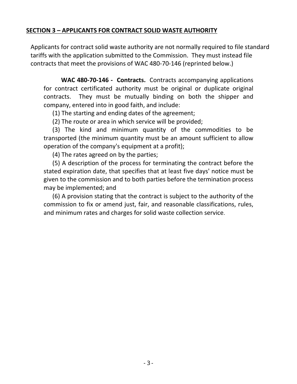 Instructions for Filing a New Solid Waste Tariff or Amend an Existing Tariff - Washington, Page 6