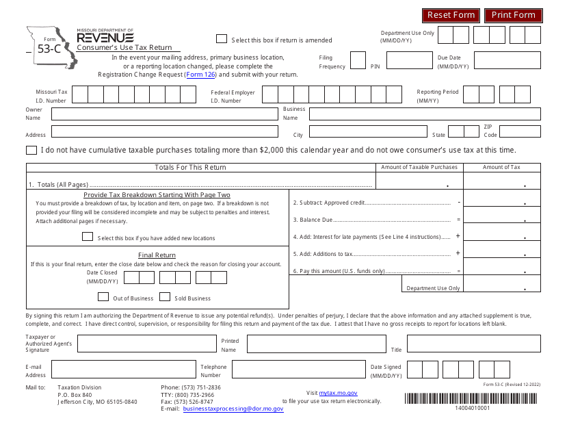 Form 53-C  Printable Pdf