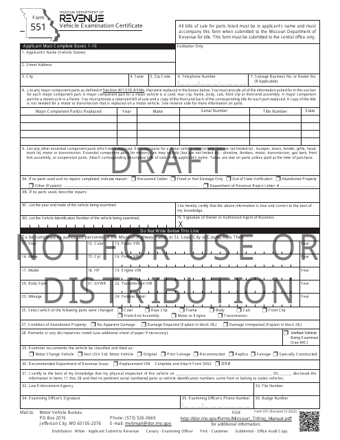 Form 551  Printable Pdf