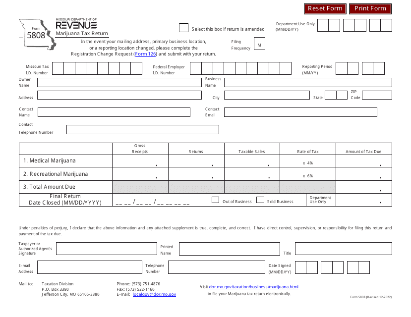 Form 5808  Printable Pdf