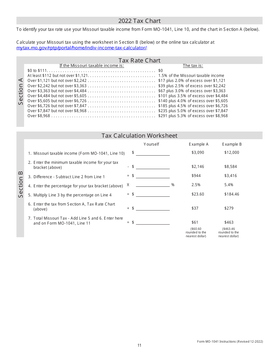 Form MO-1041 Fiduciary Income Tax Return - Missouri, Page 11