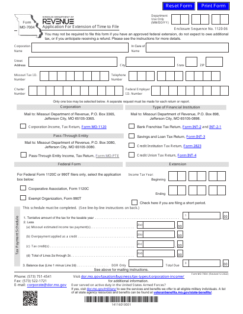 Form MO-7004  Printable Pdf