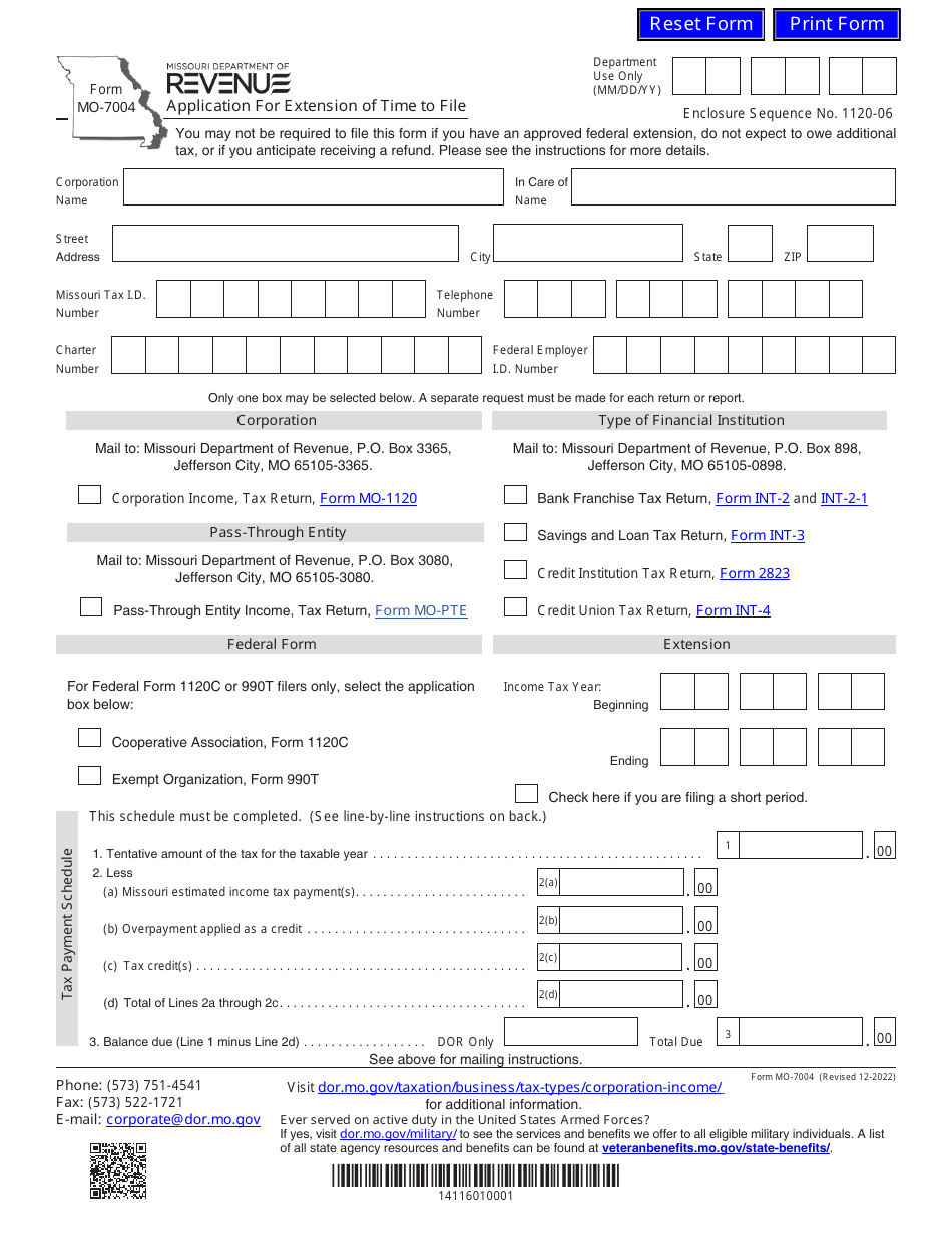 Form mo 7004 download fillable pdf or fill online application for