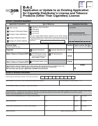 Form B-A-2 Application or Update to an Existing Application for Cigarette Distributor's License and Tobacco Products (Other Than Cigarettes) License - North Carolina, Page 2