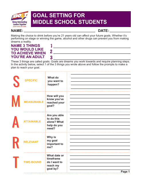Goal Setting for Middle School Students - Virginia Download Pdf