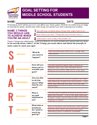 Goal Setting for Middle School Students - Answer Key - Virginia