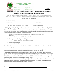 Form 04 Affidavit - Self Certification of Installation of Smoke/Carbon Monoxide Alarm(S) - City of Chico, California