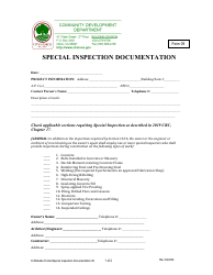 Form 09 Special Inspection Documentation - City of Chico, California