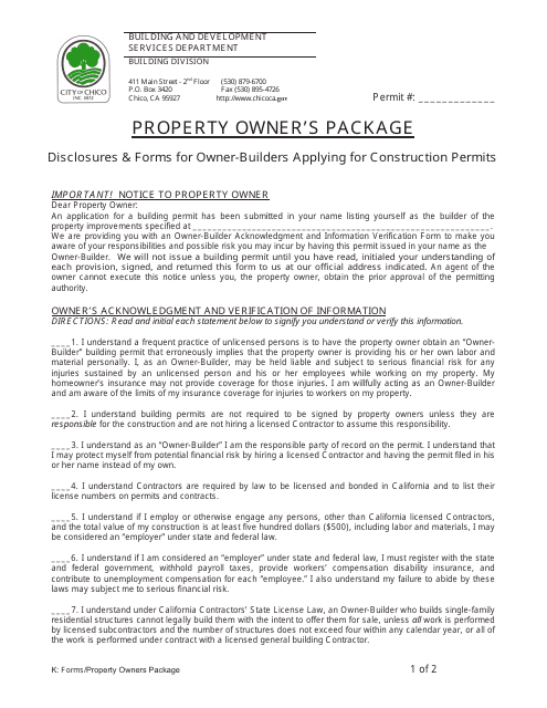 Form 08 Property Owner's Package - City of Chico, California