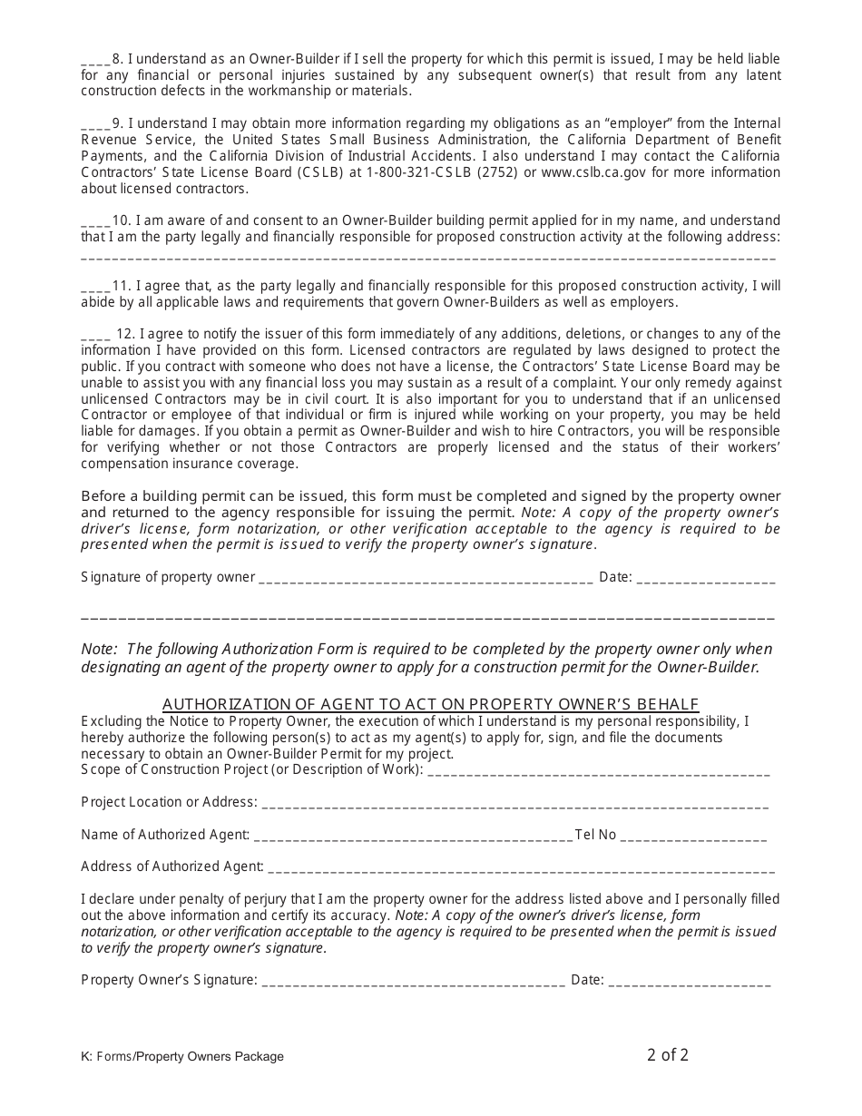Form 08 Property Owners Package - City of Chico, California, Page 2