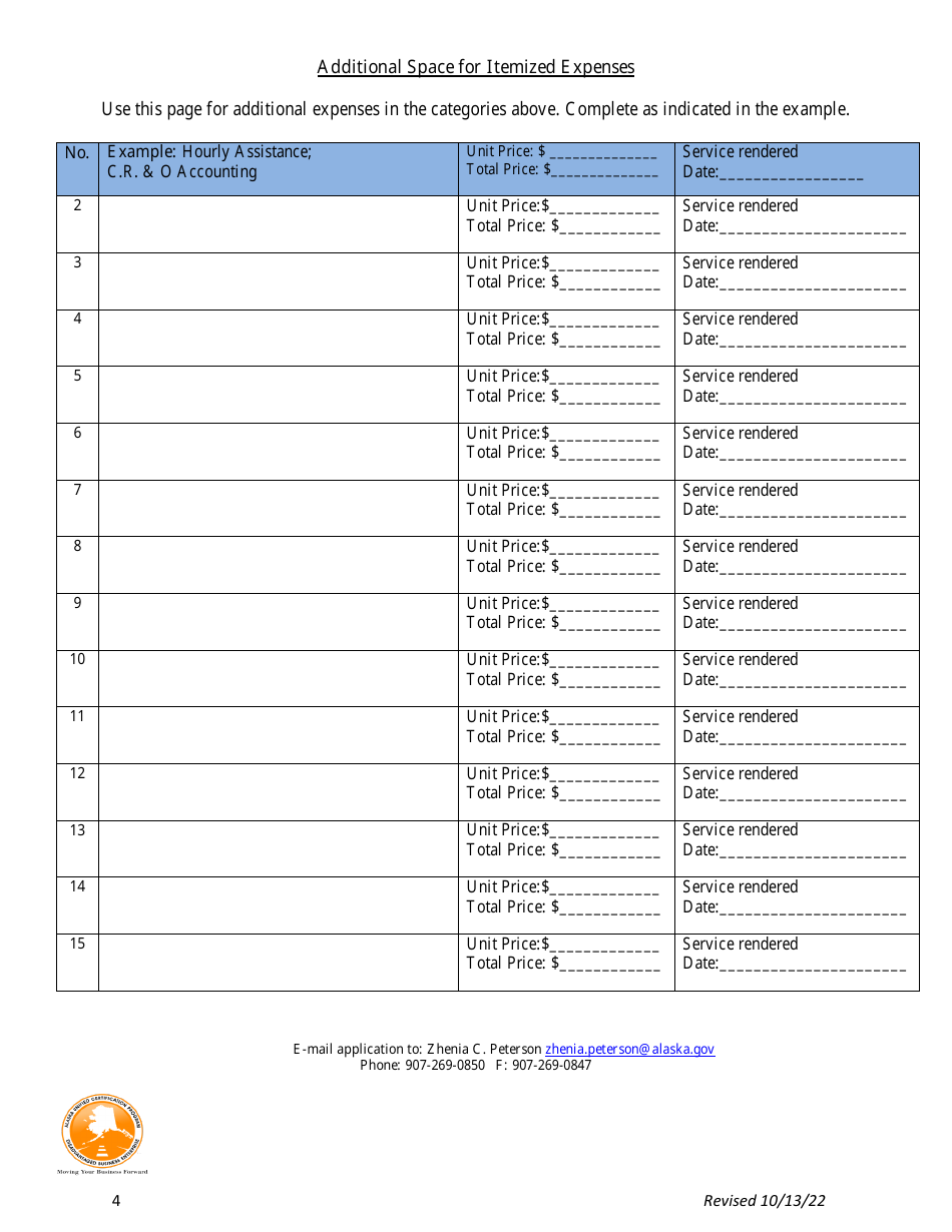 Dbe 50% Reimbursement Application - Alaska, Page 4