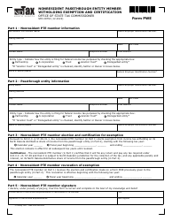 Form PWE (SFN28754) Nonresident Passthrough Entity Member Witholding Exemption and Certification - North Dakota