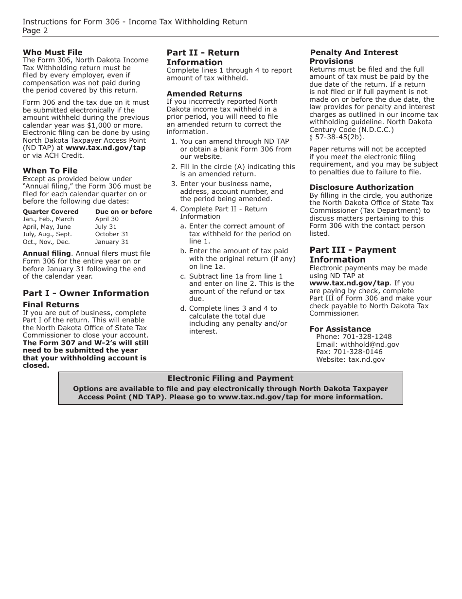 Form 306 (SFN28229) Fill Out, Sign Online and Download Fillable PDF