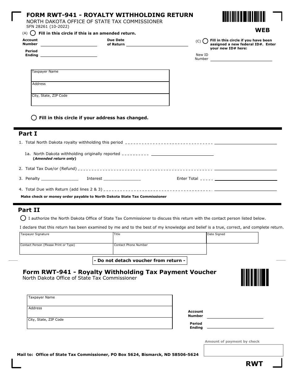 Form RWT941 (SFN28261) Download Fillable PDF or Fill Online Royalty