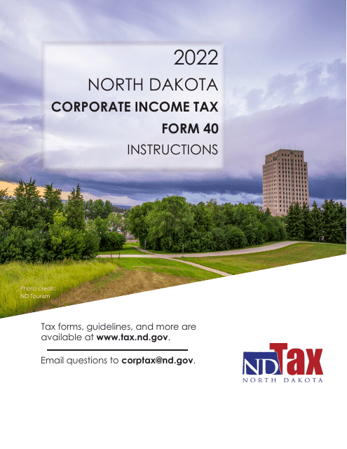 Instructions for Form 40, SFN28740 Corporation Income Tax Return - North Dakota, 2022
